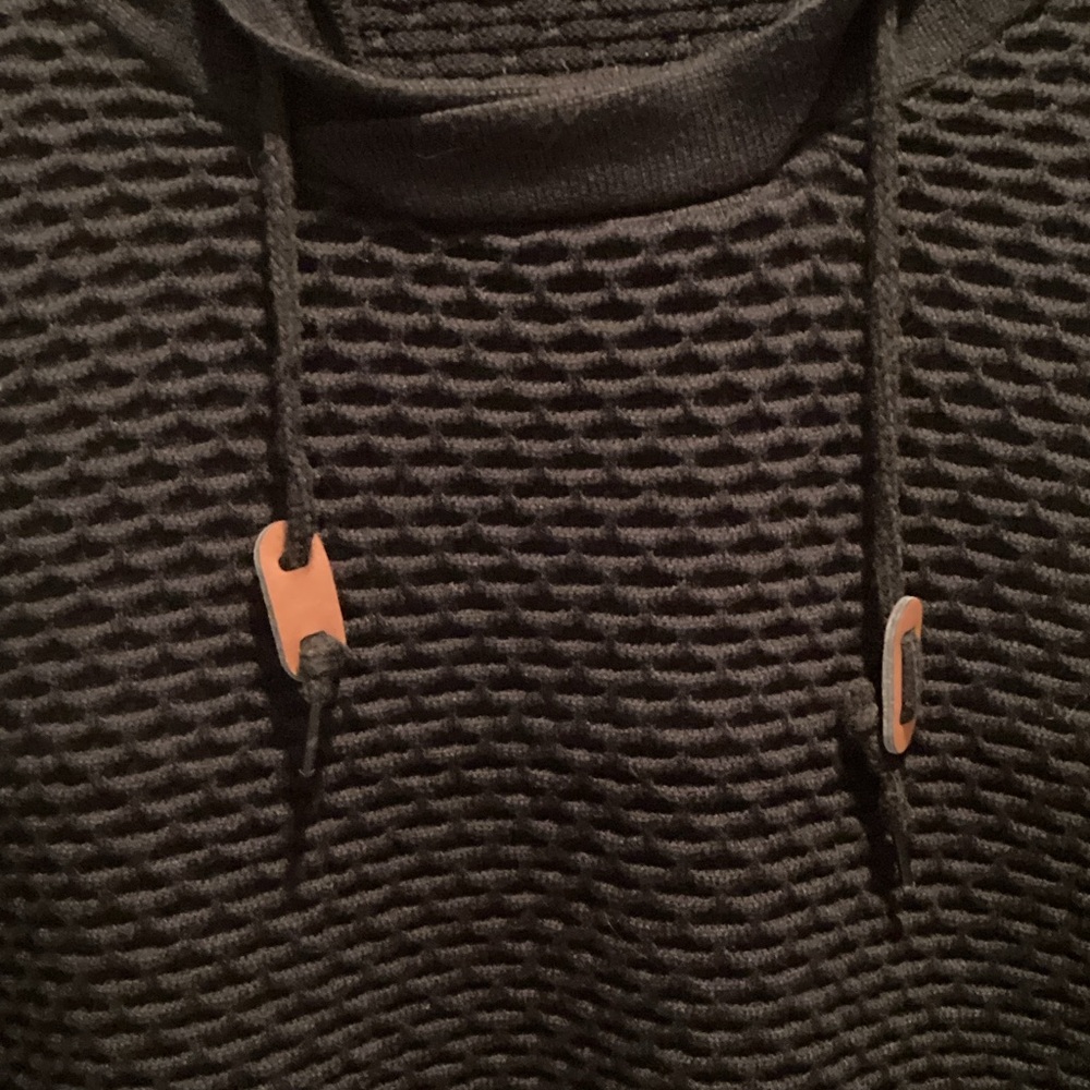 Men's Black Knit Hooded Sweater - Picture 3 of 7